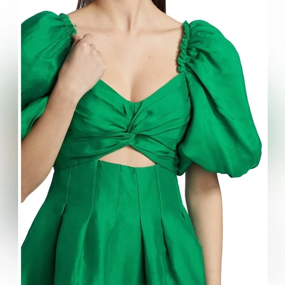 Aje Green Puff Sleeve Mini Dress - Picture 6 of 9